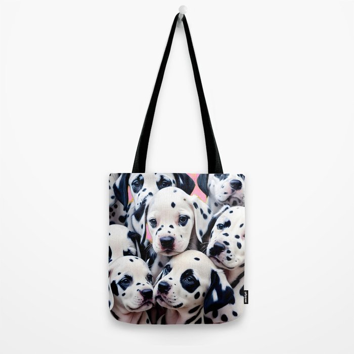 Dalmatian Love, Cute Puppies Dogs Pets, Animals Domestic Photography Siblings, Adorable Family Polka Dots Spotted  Tote Bag Gallery Image 2