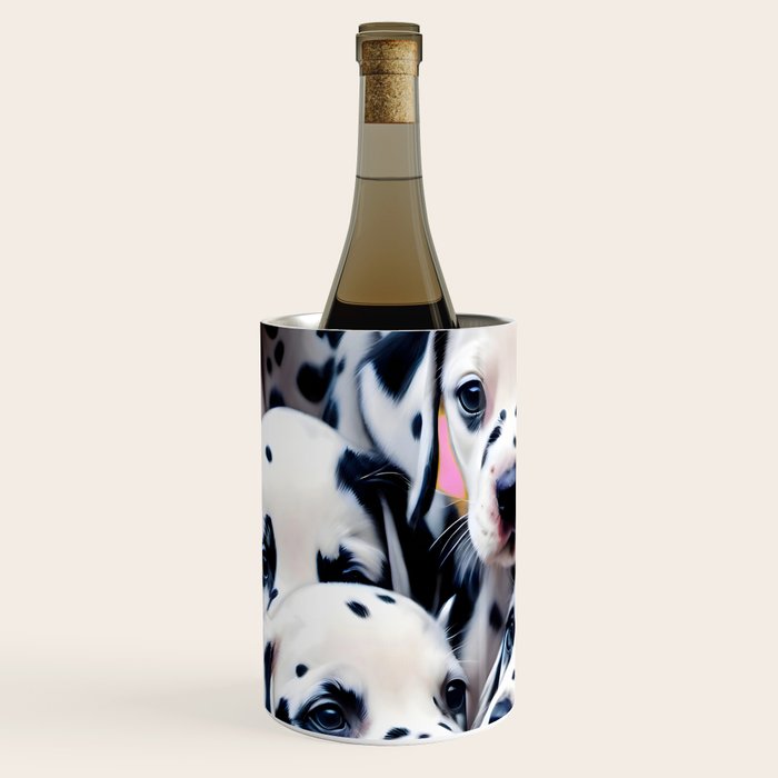 Dalmatian Love, Cute Puppies Dogs Pets, Animals Domestic Photography Siblings, Adorable Family Polka Dots Spotted  Wine Chiller Gallery Image 2