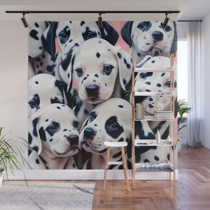 Dalmatian Love, Cute Puppies Dogs Pets, Animals Domestic Photography Siblings, Adorable Family Polka Dots Spotted  Wall Mural Gallery Image 1