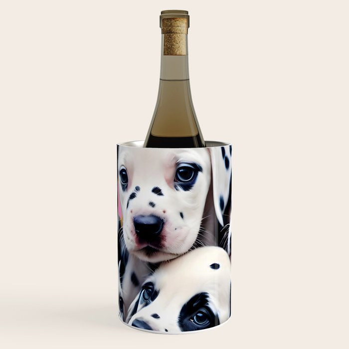 Dalmatian Love, Cute Puppies Dogs Pets, Animals Domestic Photography Siblings, Adorable Family Polka Dots Spotted  Wine Chiller Gallery Image 1