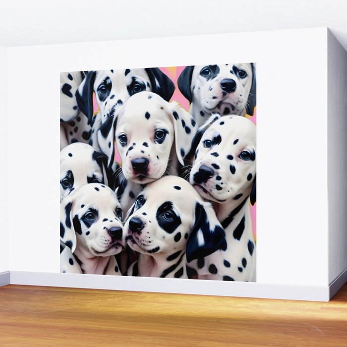 Dalmatian Love, Cute Puppies Dogs Pets, Animals Domestic Photography Siblings, Adorable Family Polka Dots Spotted  Wall Mural Gallery Image 2