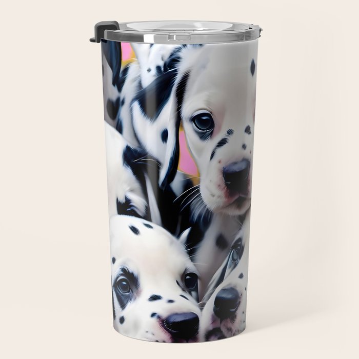 Dalmatian Love, Cute Puppies Dogs Pets, Animals Domestic Photography Siblings, Adorable Family Polka Dots Spotted  Travel Mug Gallery Image 3