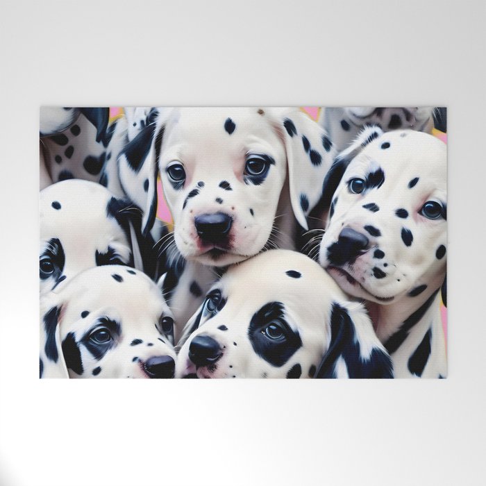 Dalmatian Love, Cute Puppies Dogs Pets, Animals Domestic Photography Siblings, Adorable Family Polka Dots Spotted  Welcome Mat Gallery Image 1