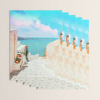 Surreal Greece, Tropical Travel Scenic Photography, Colorful Pastel Landscape Bohemian Architecture Wrapping Paper Gallery Image 3