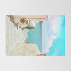 Surreal Greece, Tropical Travel Scenic Photography, Colorful Pastel Landscape Bohemian Architecture Rug Gallery Image 2
