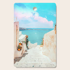 Surreal Greece, Tropical Travel Scenic Photography, Colorful Pastel Landscape Bohemian Architecture Cutting Board Gallery Image 1