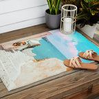 Surreal Greece, Tropical Travel Scenic Photography, Colorful Pastel Landscape Bohemian Architecture Outdoor Rug Gallery Image 2