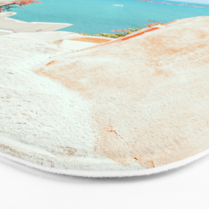 Surreal Greece, Tropical Travel Scenic Photography, Colorful Pastel Landscape Bohemian Architecture Bath Mat Gallery Image 3