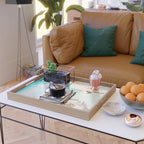 Surreal Greece, Tropical Travel Scenic Photography, Colorful Pastel Landscape Bohemian Architecture Serving Tray Gallery Image 2