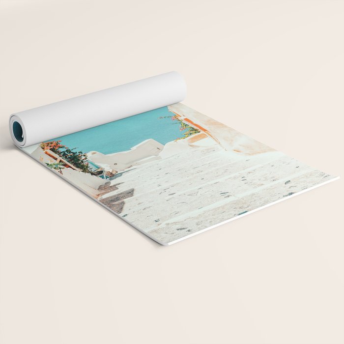 Surreal Greece, Tropical Travel Scenic Photography, Colorful Pastel Landscape Bohemian Architecture Yoga Mat Gallery Image 2