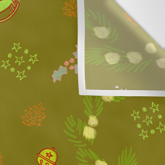 Whimsical Tiny Toys & Pine Branches in Green Wall Tapestry Gallery Image 3