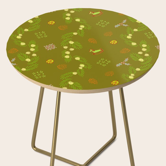 Whimsical Tiny Toys & Pine Branches in Green Side Table Gallery Image 2