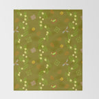 Whimsical Tiny Toys & Pine Branches in Green Throw Blanket Gallery Image 2