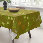 Whimsical Tiny Toys & Pine Branches in Green Tablecloth Gallery Image 3