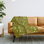 Whimsical Tiny Toys & Pine Branches in Green Throw Blanket Gallery Image 1