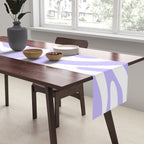 Retro Modern Liquid Swirl Abstract Pattern in Light Purple and White Table Runner Gallery Image 2