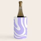 Retro Modern Liquid Swirl Abstract Pattern in Light Purple and White Wine Chiller Gallery Image 1