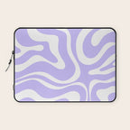 Retro Modern Liquid Swirl Abstract Pattern in Light Purple and White Laptop Sleeve Gallery Image 1