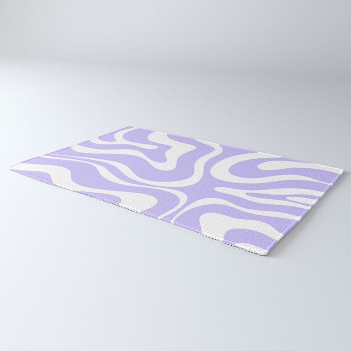 Retro Modern Liquid Swirl Abstract Pattern in Light Purple and White Rug Gallery Image 3