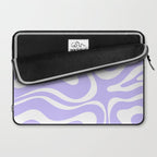 Retro Modern Liquid Swirl Abstract Pattern in Light Purple and White Laptop Sleeve Gallery Image 2