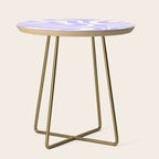 Retro Modern Liquid Swirl Abstract Pattern in Light Purple and White Side Table Gallery Image 1
