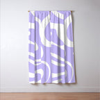 Retro Modern Liquid Swirl Abstract Pattern in Light Purple and White Window Curtain Gallery Image 3