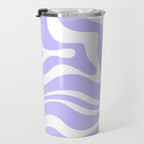 Retro Modern Liquid Swirl Abstract Pattern in Light Purple and White Travel Mug Gallery Image 3