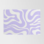 Retro Modern Liquid Swirl Abstract Pattern in Light Purple and White Rug Gallery Image 2