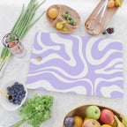 Retro Modern Liquid Swirl Abstract Pattern in Light Purple and White Cutting Board Gallery Image 2