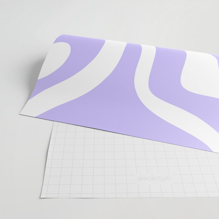 Retro Modern Liquid Swirl Abstract Pattern in Light Purple and White Wrapping Paper Gallery Image 2