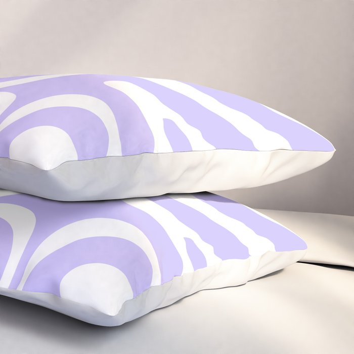 Retro Modern Liquid Swirl Abstract Pattern in Light Purple and White Pillow Sham Gallery Image 3