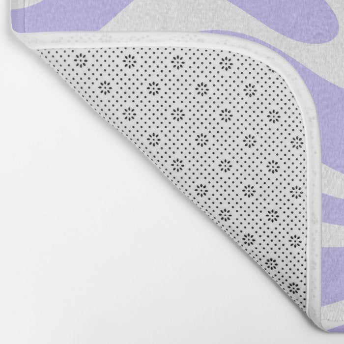 Retro Modern Liquid Swirl Abstract Pattern in Light Purple and White Bath Mat Gallery Image 2