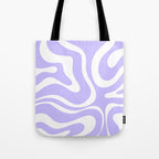 Retro Modern Liquid Swirl Abstract Pattern in Light Purple and White Tote Bag Gallery Image 1
