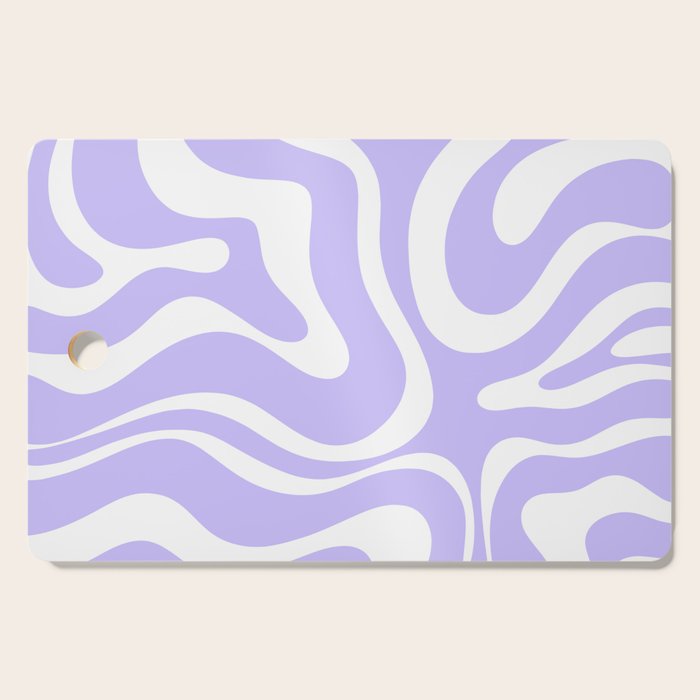 Retro Modern Liquid Swirl Abstract Pattern in Light Purple and White Cutting Board Gallery Image 1