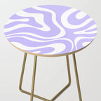 Retro Modern Liquid Swirl Abstract Pattern in Light Purple and White Side Table Gallery Image 2