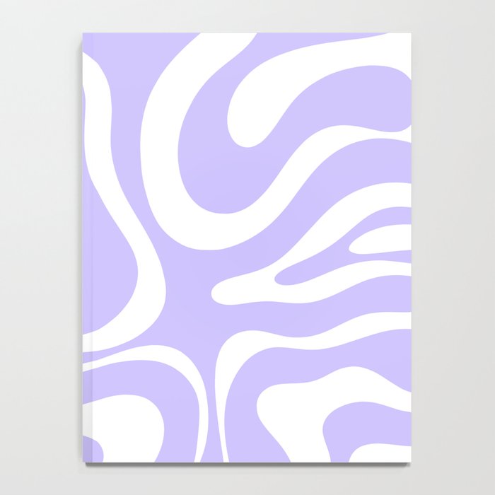 Retro Modern Liquid Swirl Abstract Pattern in Light Purple and White Notebook Gallery Image 4