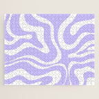 Retro Modern Liquid Swirl Abstract Pattern in Light Purple and White Jigsaw Puzzle Gallery Image 1