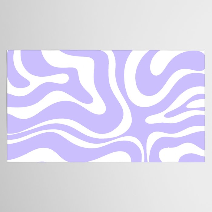 Retro Modern Liquid Swirl Abstract Pattern in Light Purple and White Tablecloth Gallery Image 2