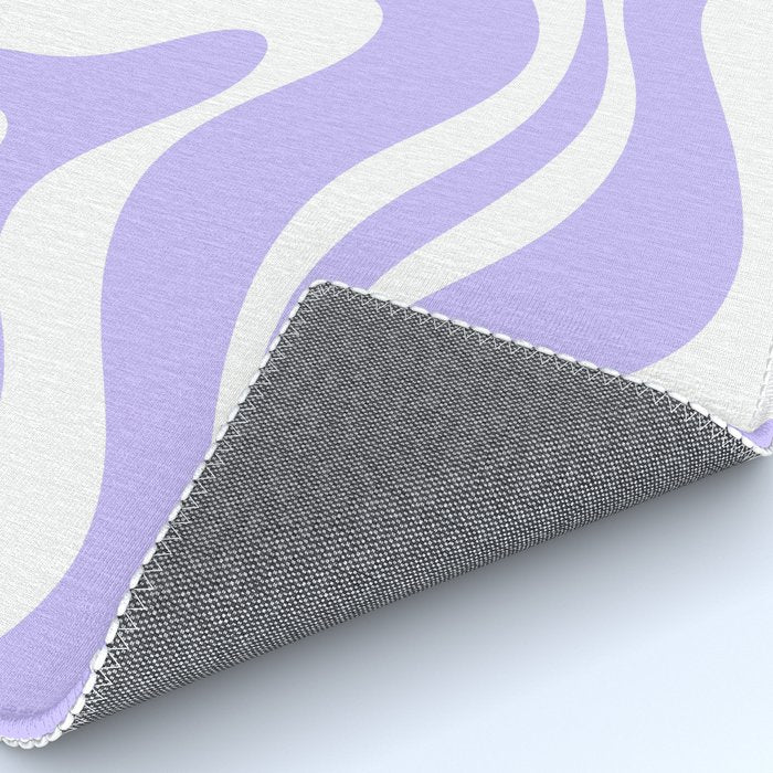Retro Modern Liquid Swirl Abstract Pattern in Light Purple and White Rug Gallery Image 4