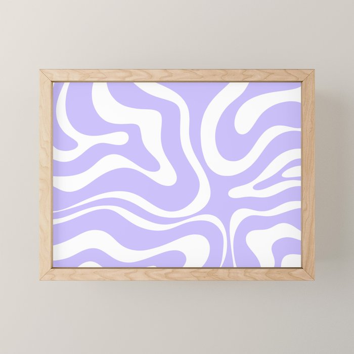 Retro Modern Liquid Swirl Abstract Pattern in Light Purple and White Mini Art Print Gallery Image 1