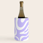 Retro Modern Liquid Swirl Abstract Pattern in Light Purple and White Wine Chiller Gallery Image 3