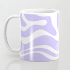 Retro Modern Liquid Swirl Abstract Pattern in Light Purple and White Coffee Mug Gallery Image 3