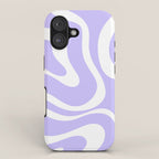 Retro Modern Liquid Swirl Abstract Pattern in Light Purple and White iPhone Case Gallery Image 1