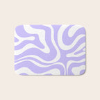 Retro Modern Liquid Swirl Abstract Pattern in Light Purple and White Bath Mat Gallery Image 1