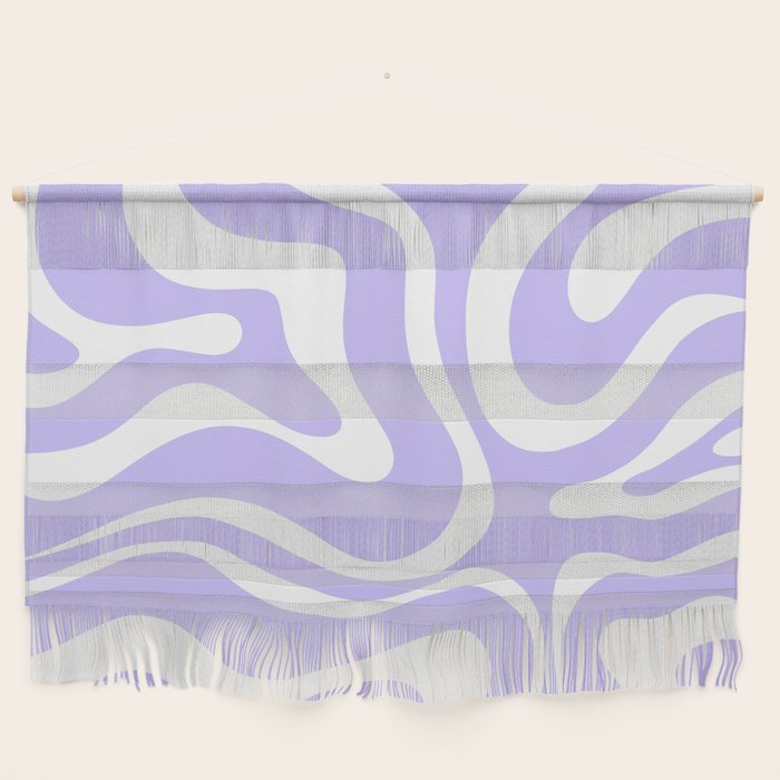 Retro Modern Liquid Swirl Abstract Pattern in Light Purple and White Wall Hanging Gallery Image 1