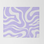 Retro Modern Liquid Swirl Abstract Pattern in Light Purple and White Throw Blanket Gallery Image 2