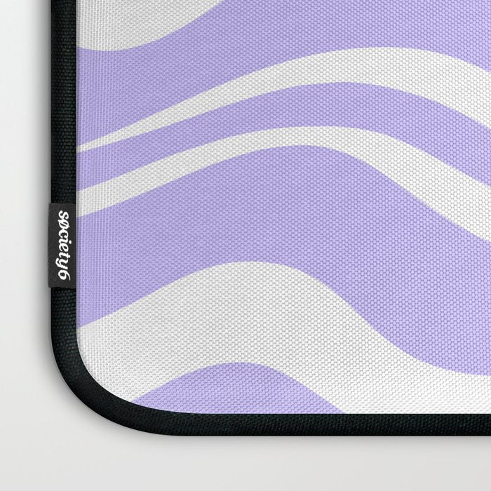 Retro Modern Liquid Swirl Abstract Pattern in Light Purple and White Laptop Sleeve Gallery Image 3