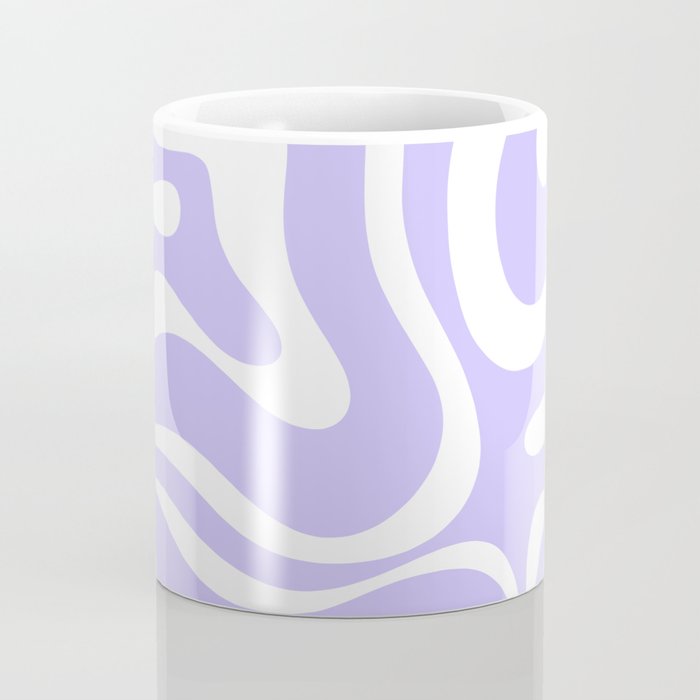 Retro Modern Liquid Swirl Abstract Pattern in Light Purple and White Coffee Mug Gallery Image 4