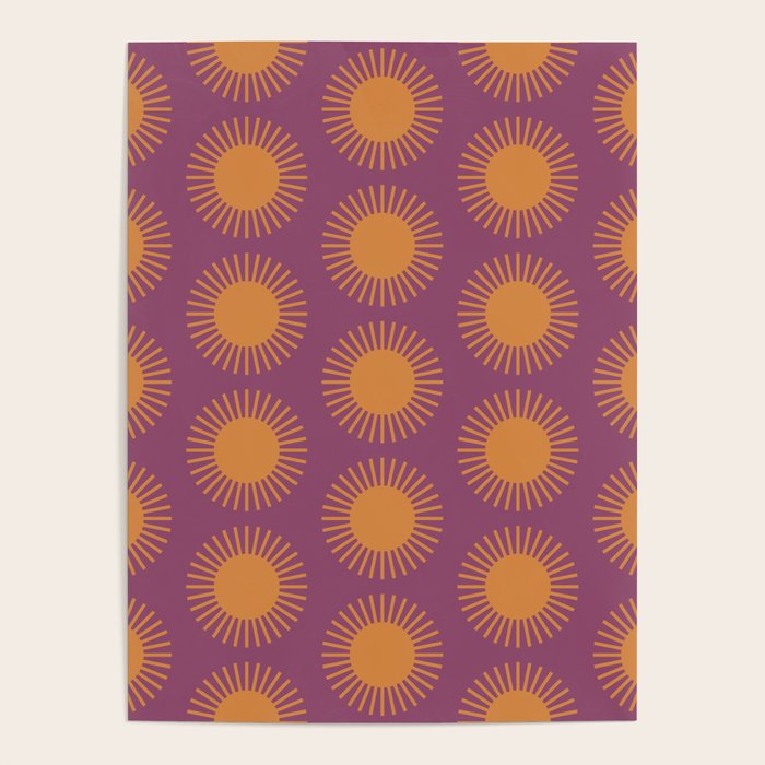 Boho Summer Sun Pattern VI Purple and Orange Poster Gallery Image 4