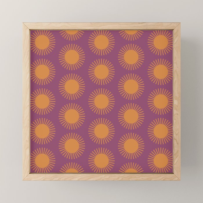 Boho Summer Sun Pattern VI Purple and Orange Mini Art Print Gallery Image 1